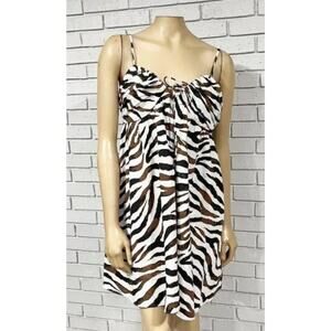 J Crew Keyhole Zebra Mini Dress Sz 00 XXS Womens With Pockets Animal Print Mob